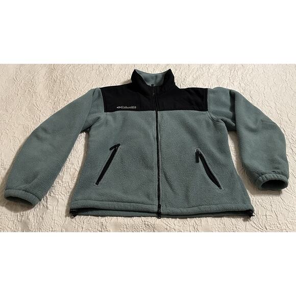 Columbia Jackets & Blazers - Columbia‎ Titanium Two Tone Fleece Zip Black And Light Green Fleece Women Medium